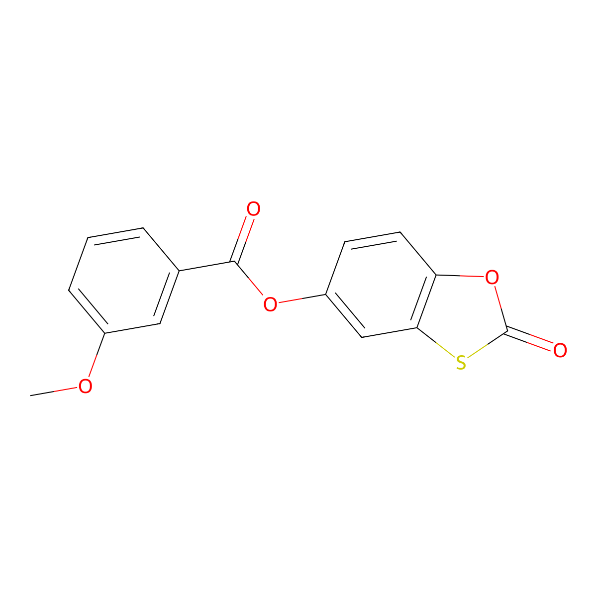 2-Oxobenzo[d][1,3]oxathiol-5-yl 3-methoxybenzoate molecular structure, CAS 321974-24-7