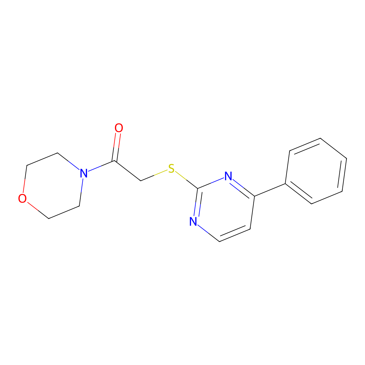 1-Morpholin-4-yl-2-(4-phenylpyrimidin-2-yl)sulfanylethanone molecular structure, CAS 321974-53-2
