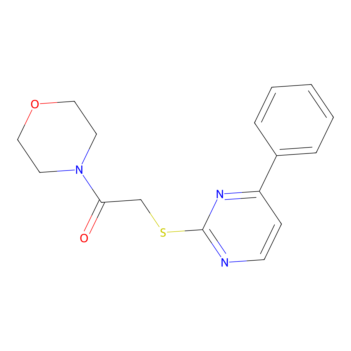 1-Morpholin-4-yl-2-(4-phenylpyrimidin-2-yl)sulfanylethanone molecular structure, CAS 321974-53-2