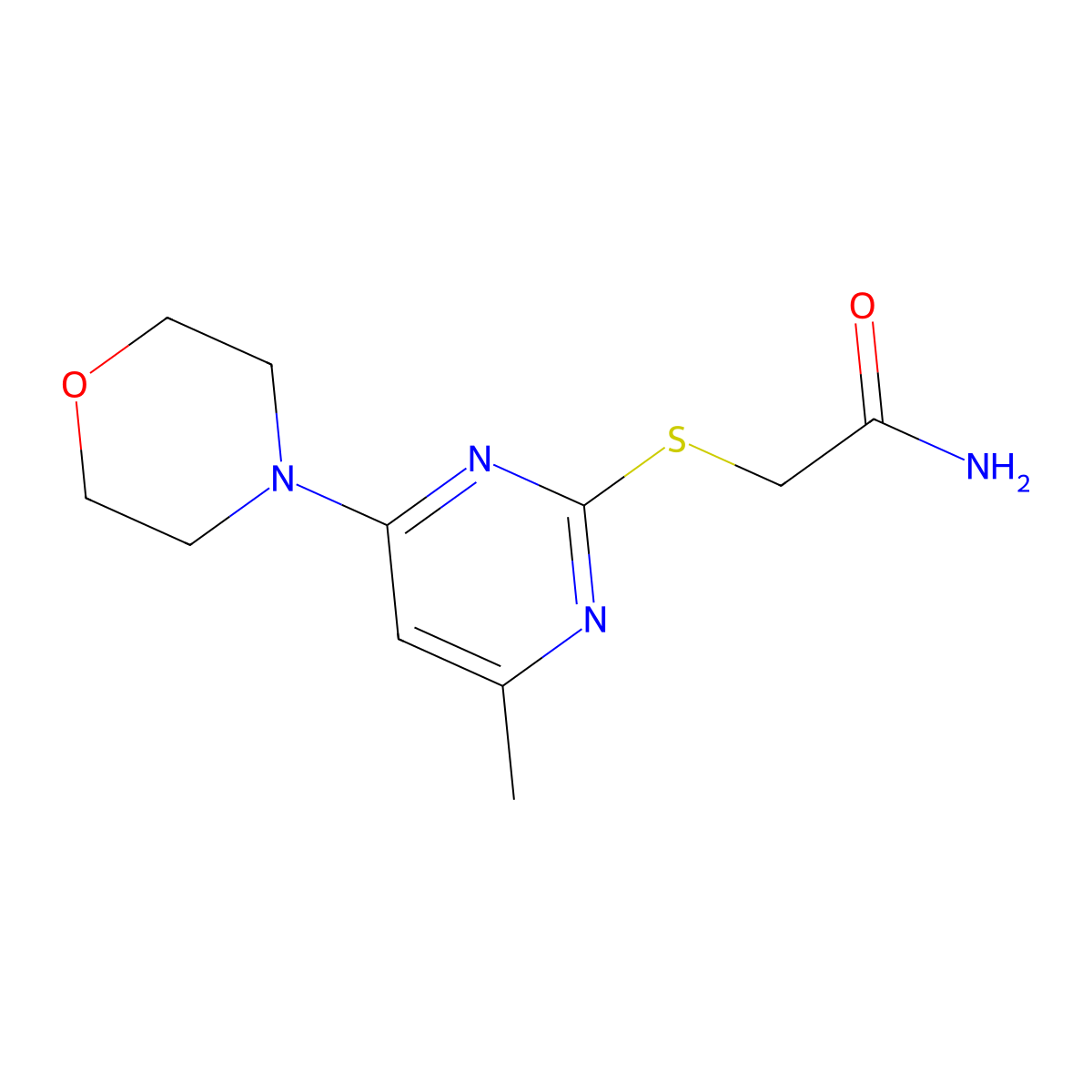 2-(4-Methyl-6-morpholin-4-ylpyrimidin-2-yl)sulfanylacetamide molecular structure, CAS 321974-57-6
