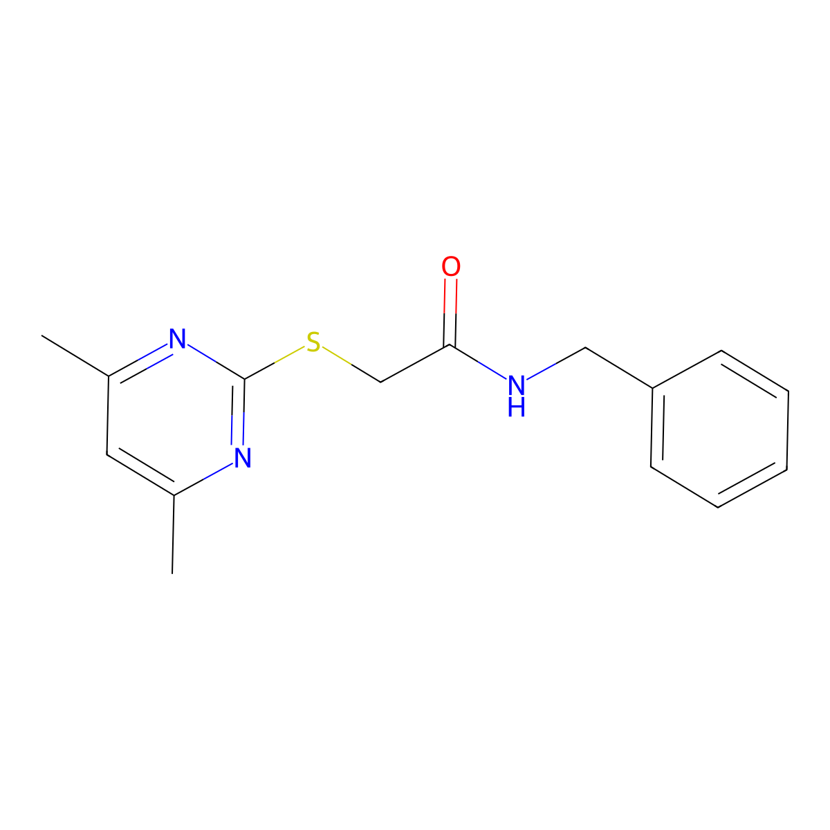 N-benzyl-2-[(4,6-dimethylpyrimidin-2-yl)sulfanyl]acetamide molecular structure, CAS 321974-71-4