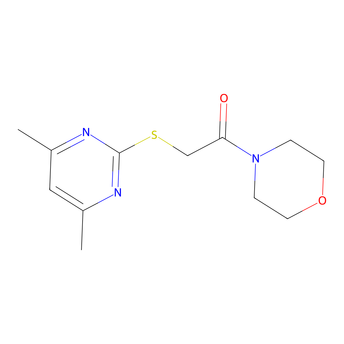 2-((4,6-Dimethylpyrimidin-2-yl)thio)-1-morpholinoethanone molecular structure, CAS 321974-73-6