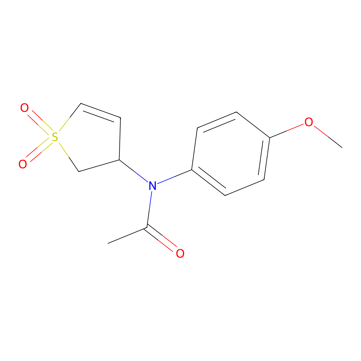 N-(1,1-dioxido-2,3-dihydrothiophen-3-yl)-N-(4-methoxyphenyl)acetamide molecular structure, CAS 321977-87-1