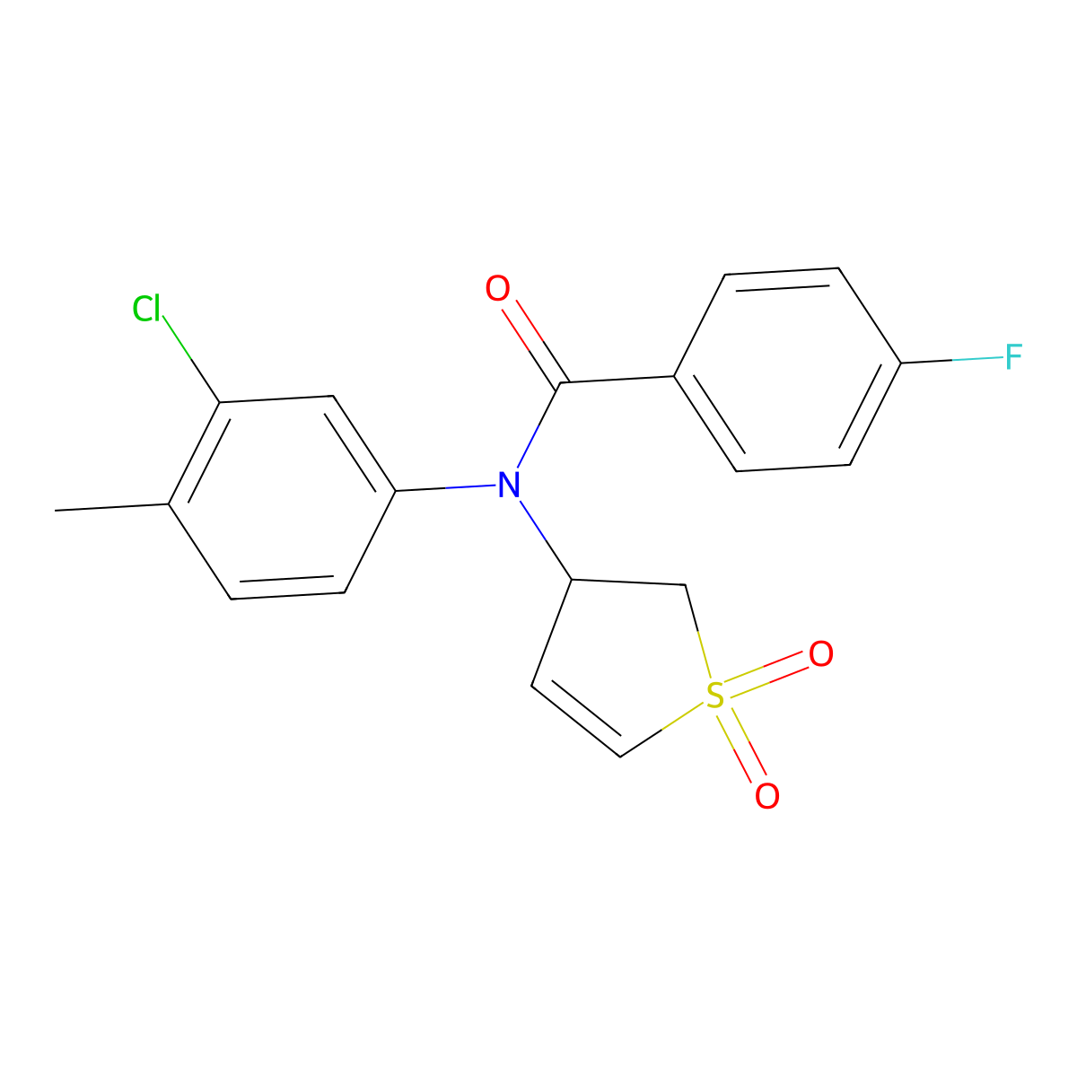 N-(3-chloro-4-methylphenyl)-N-(1,1-dioxido-2,3-dihydrothiophen-3-yl)-4-fluorobenzamide molecular structure, CAS 321978-03-4