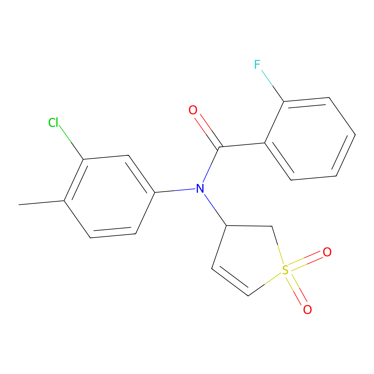 N-(3-chloro-4-methylphenyl)-N-(1,1-dioxido-2,3-dihydrothiophen-3-yl)-2-fluorobenzamide molecular structure, CAS 321978-04-5