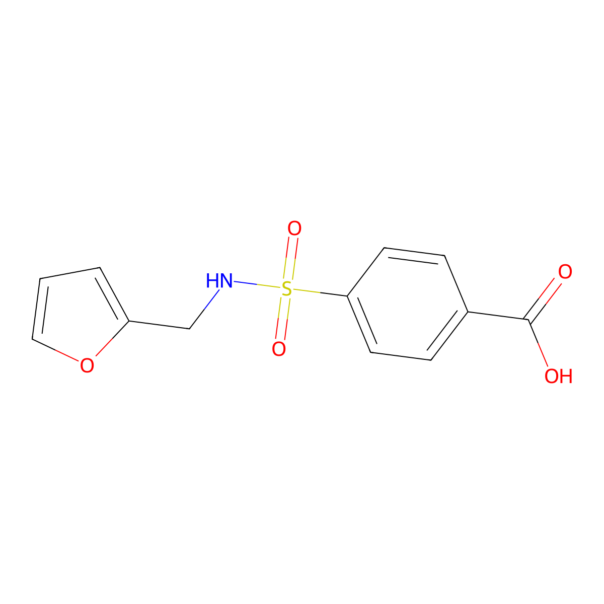 4-[(Furan-2-ylmethyl)sulfamoyl]benzoic acid molecular structure, CAS 321979-08-2