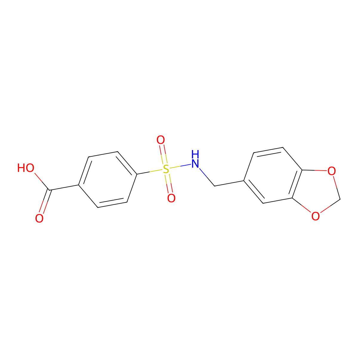 4-(1,3-Benzodioxol-5-ylmethylsulfamoyl)benzoic acid molecular structure, CAS 321979-22-0