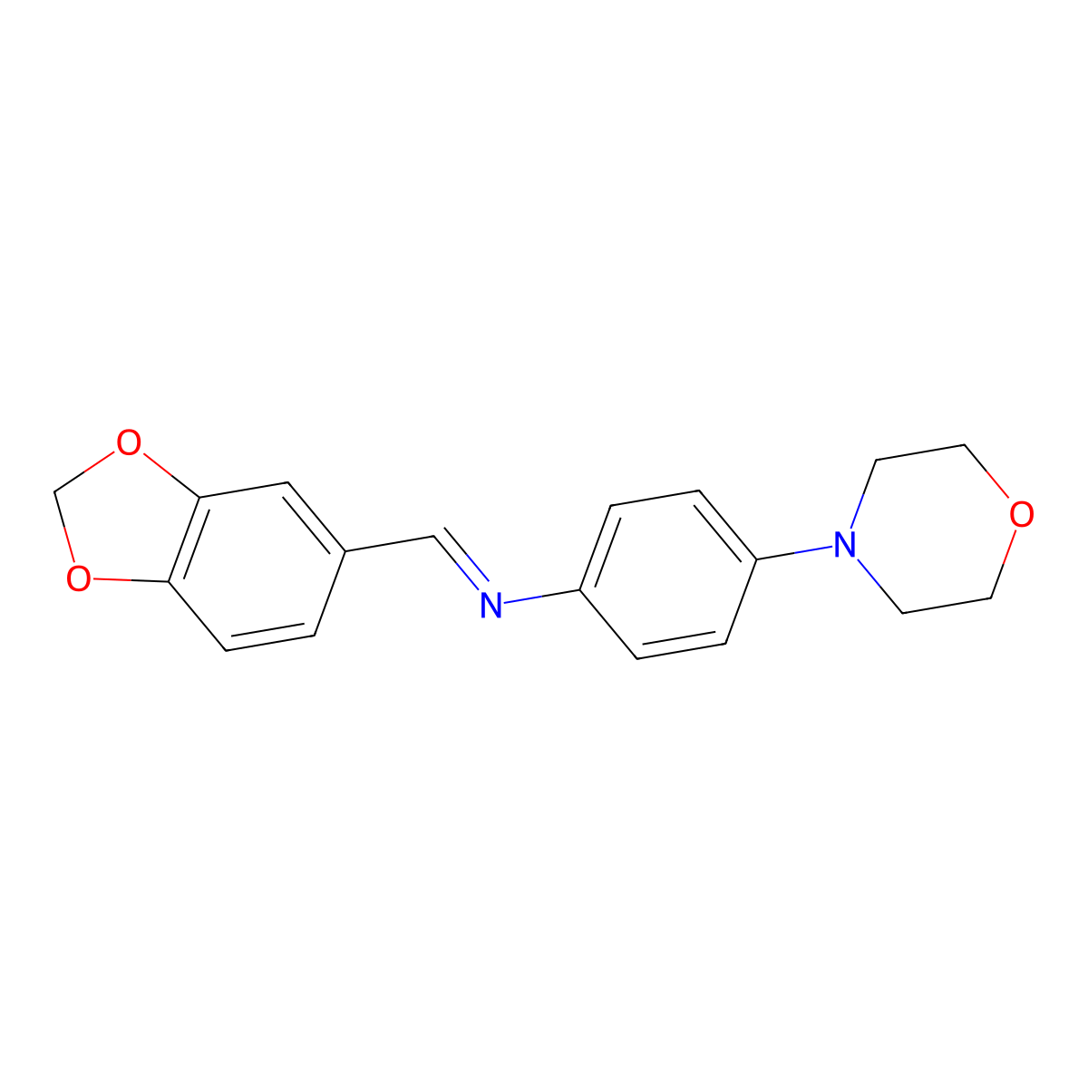 (E)-N-(benzo[d][1,3]dioxol-5-ylmethylene)-4-morpholinoaniline molecular structure, CAS 321979-23-1