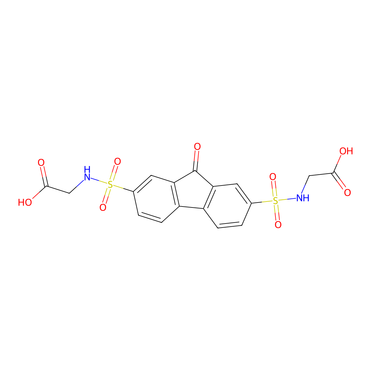 2-[[7-(Carboxymethylsulfamoyl)-9-oxofluoren-2-yl]sulfonylamino]acetic acid molecular structure, CAS 321979-68-4