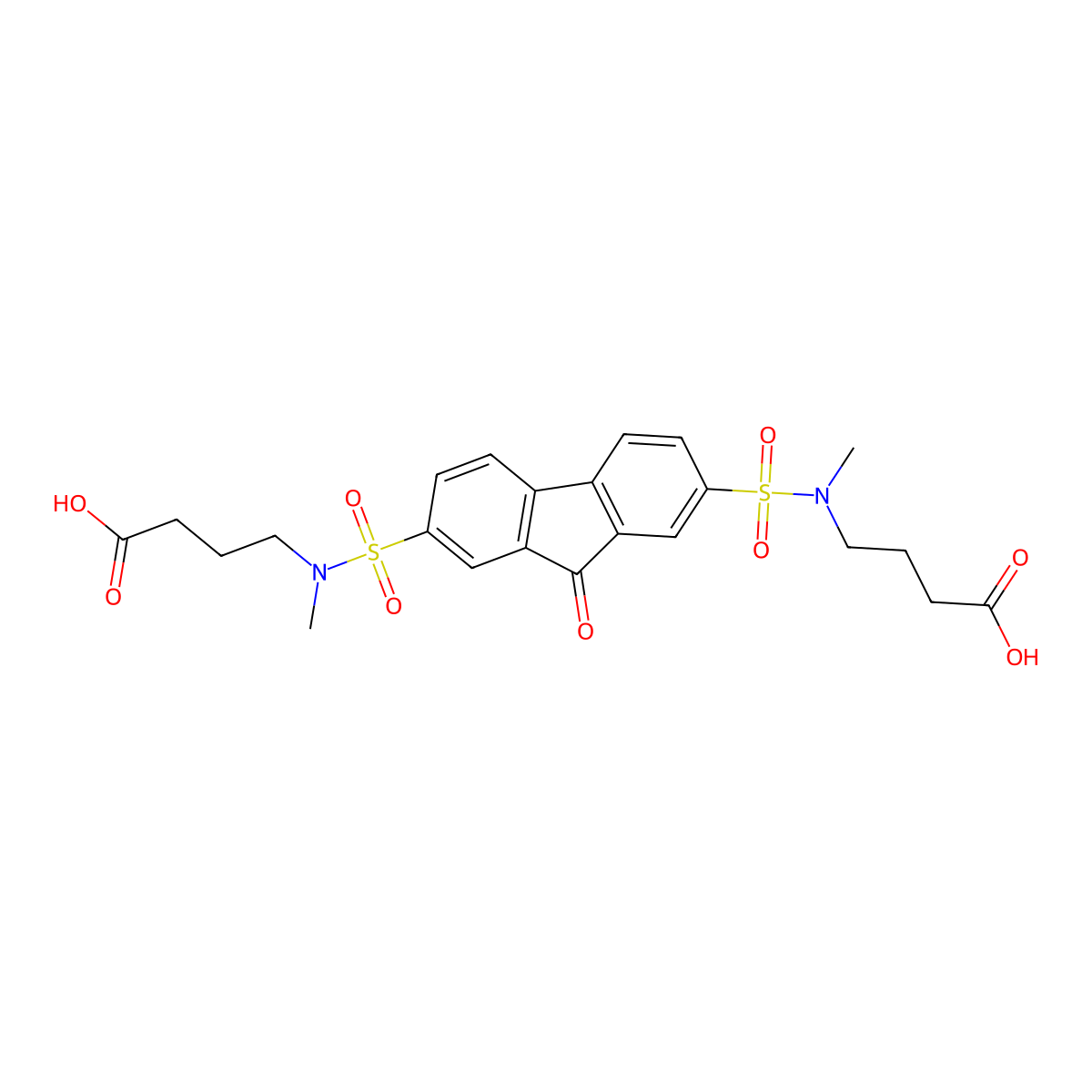4-[[(7-{[(3-carboxypropyl)(methyl)amino]sulfonyl}-9-oxo-9H-fluoren-2-yl)sulfonyl](methyl)amino]butanoic acid molecular structure, CAS 321979-70-8