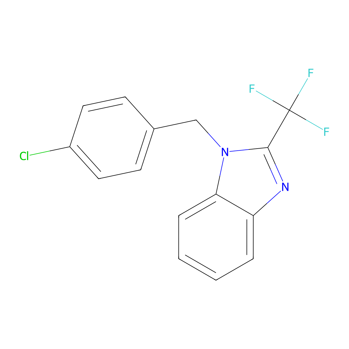 1-[(4-Chlorophenyl)methyl]-2-(trifluoromethyl)benzimidazole molecular structure, CAS 321980-62-5