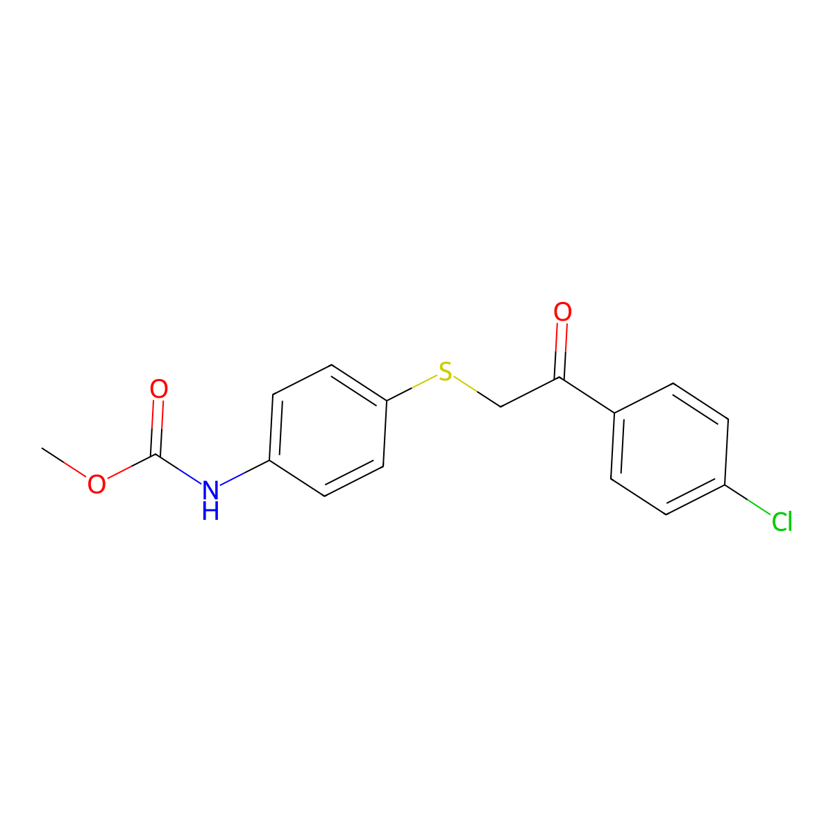 Methyl 4-{[2-(4-chlorophenyl)-2-oxoethyl]thio}phenylcarbamate molecular structure, CAS 321980-65-8