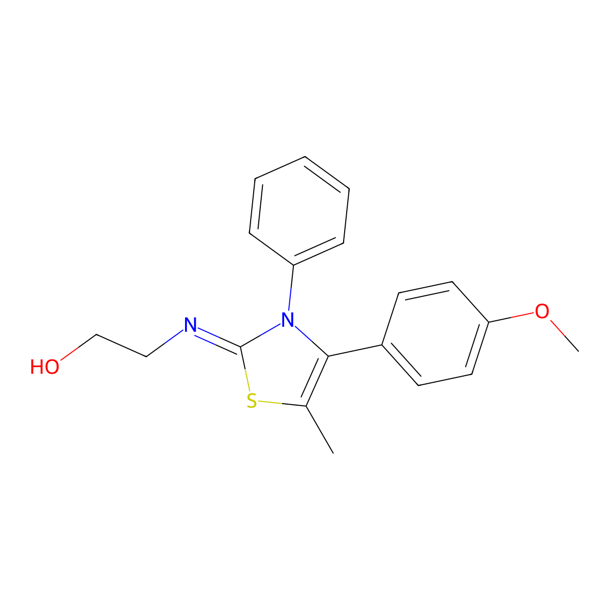 (Z)-2-((4-(4-methoxyphenyl)-5-methyl-3-phenylthiazol-2(3H)-ylidene)amino)ethanol molecular structure, CAS 321980-73-8