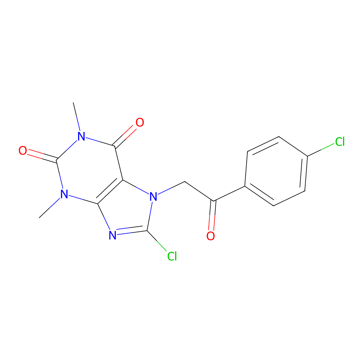 8-Chloro-7-[2-(4-chlorophenyl)-2-oxoethyl]-1,3-dimethylpurine-2,6-dione molecular structure, CAS 321981-01-5