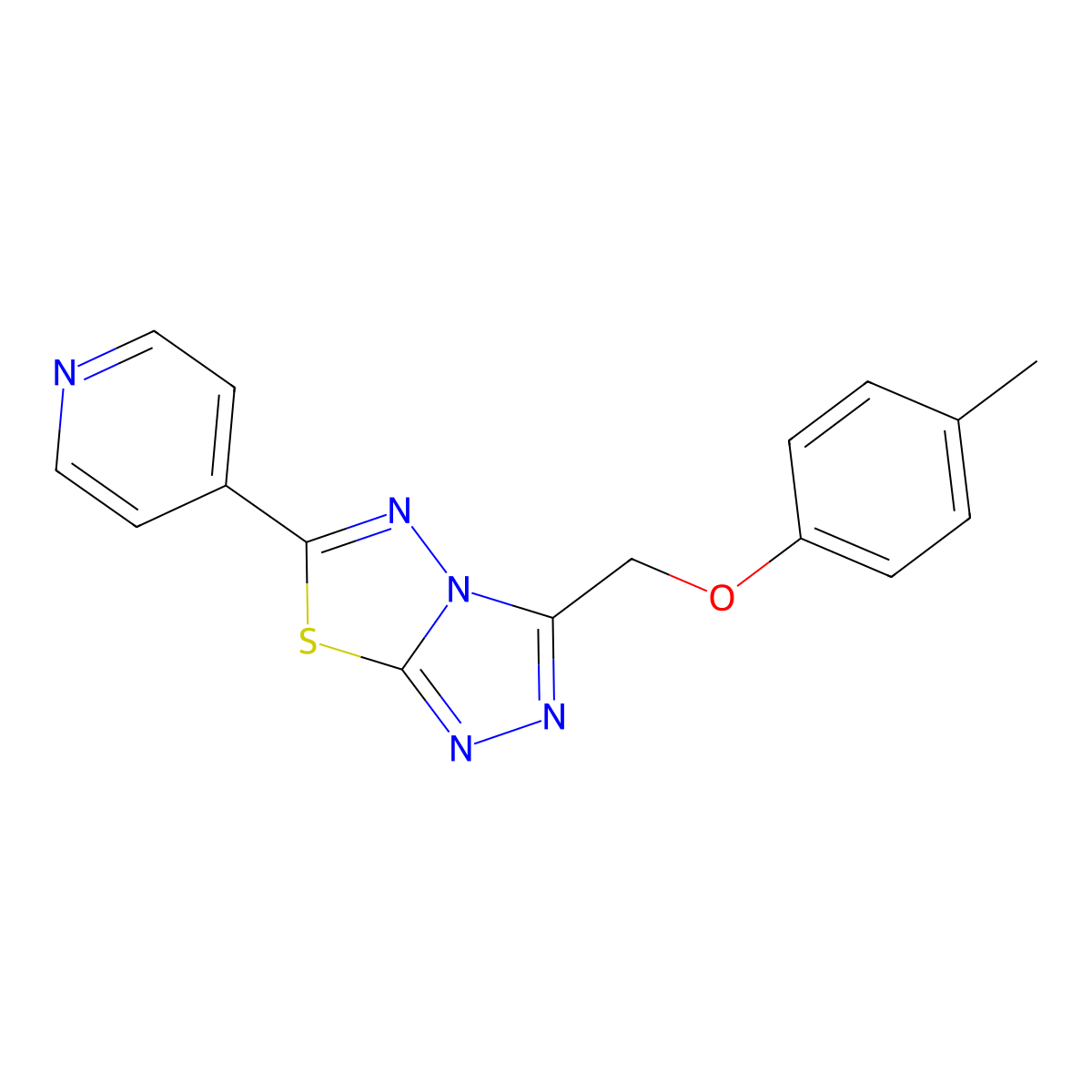 3-[(4-Methylphenoxy)methyl]-6-pyridin-4-yl-[1,2,4]triazolo[3,4-b][1,3,4]thiadiazole molecular structure, CAS 321993-94-6
