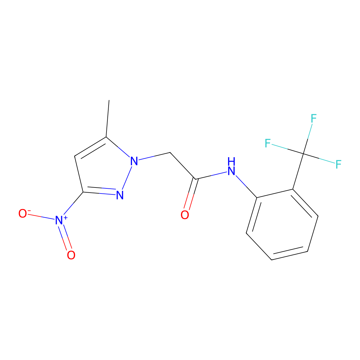 2-(5-methyl-3-nitro-1H-pyrazol-1-yl)-N-(2-(trifluoromethyl)phenyl)acetamide molecular structure, CAS 321997-17-5