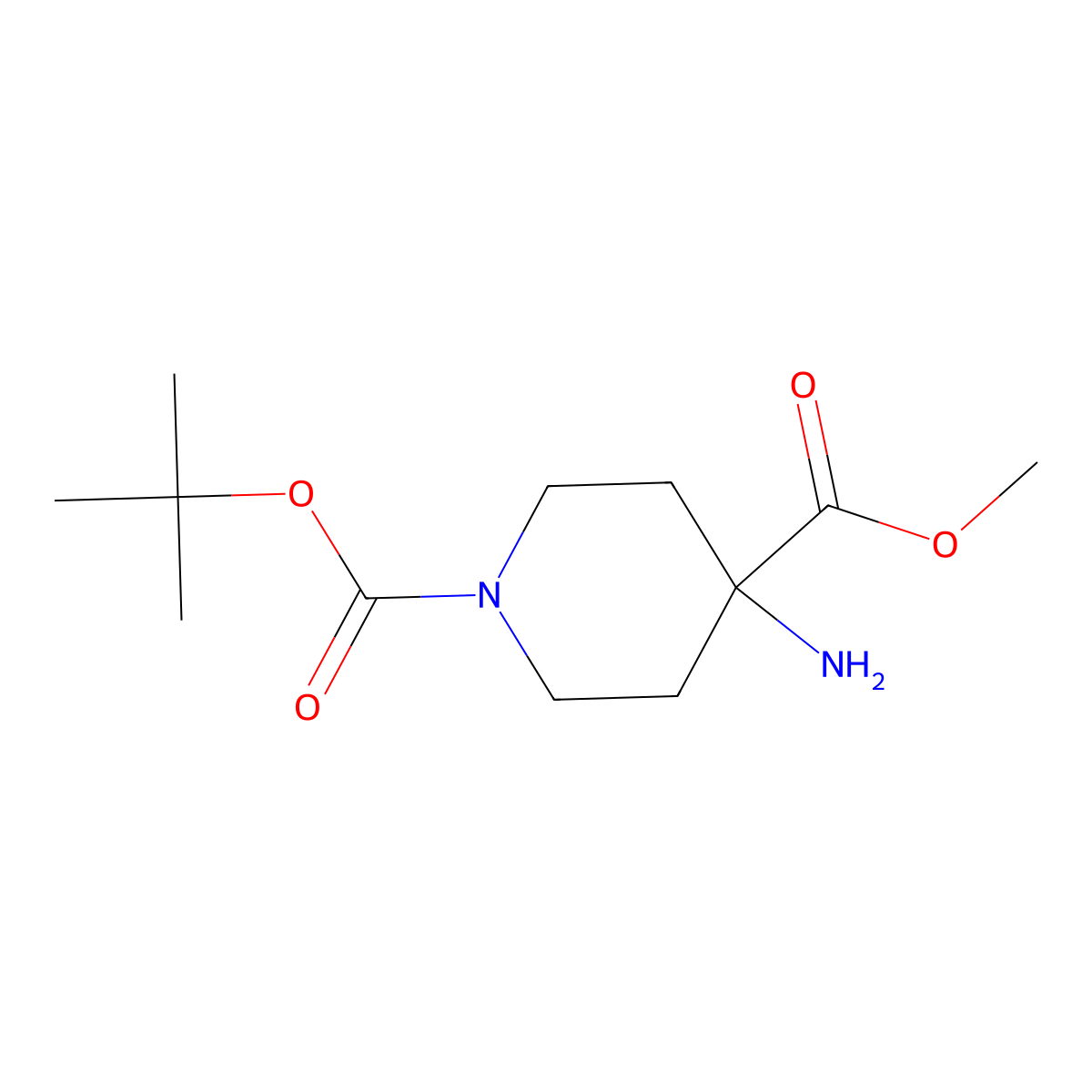 1-tert-Butyl 4-methyl 4-aminopiperidine-1,4-dicarboxylate molecular structure, CAS 321997-89-1