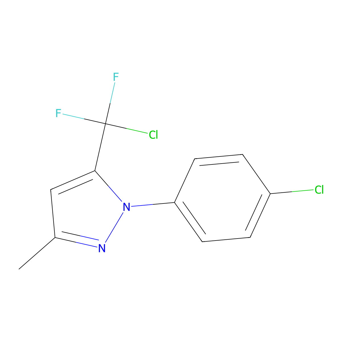 5-(Chloro(difluoro)methyl)-1-(4-chlorophenyl)-3-methyl-1H-pyrazole molecular structure, CAS 321998-13-4