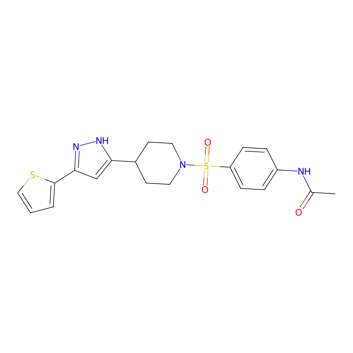 N-[4-({4-[3-(2-thienyl)-1H-pyrazol-5-yl]piperidino}sulfonyl)phenyl]acetamide molecular structure, CAS 321998-50-9