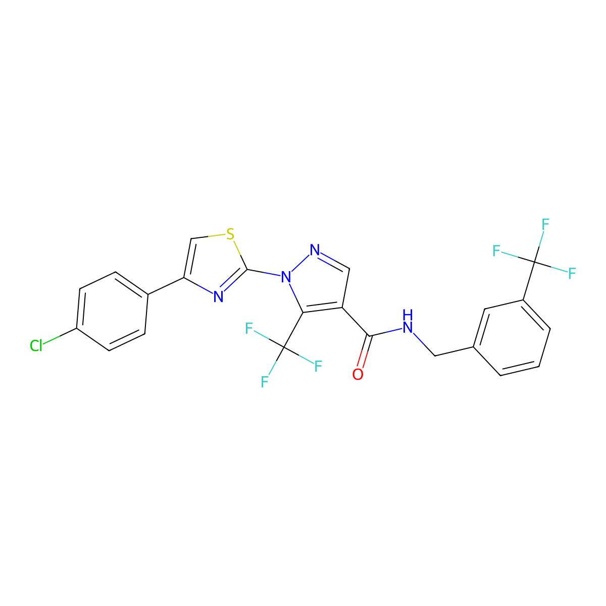 1-[4-(4-chlorophenyl)-1,3-thiazol-2-yl]-5-(trifluoromethyl)-N-[3-(trifluoromethyl)benzyl]-1H-pyrazole-4-carboxamide molecular structure, CAS 321998-55-4