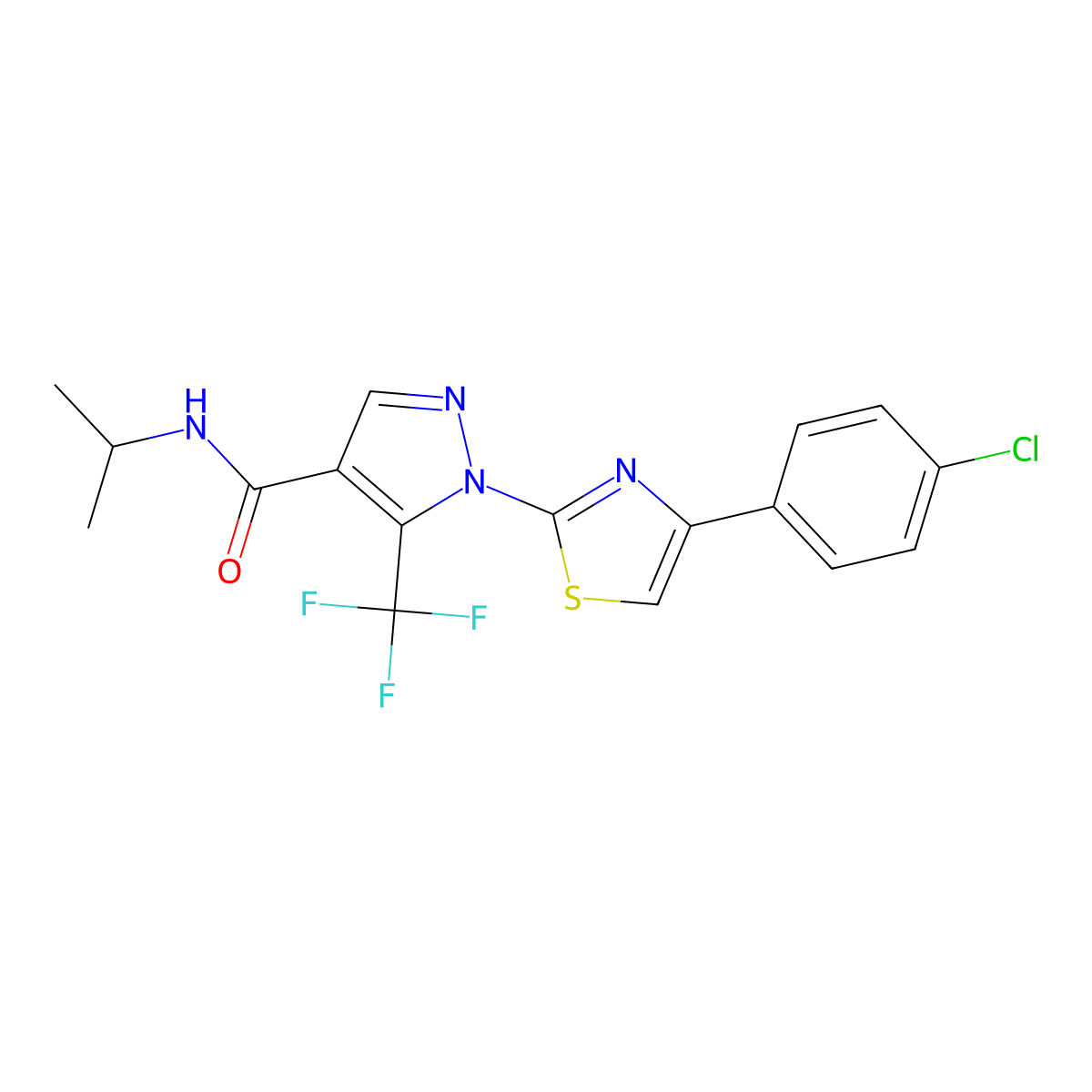 1-[4-(4-chlorophenyl)-1,3-thiazol-2-yl]-N-isopropyl-5-(trifluoromethyl)-1H-pyrazole-4-carboxamide molecular structure, CAS 321998-57-6