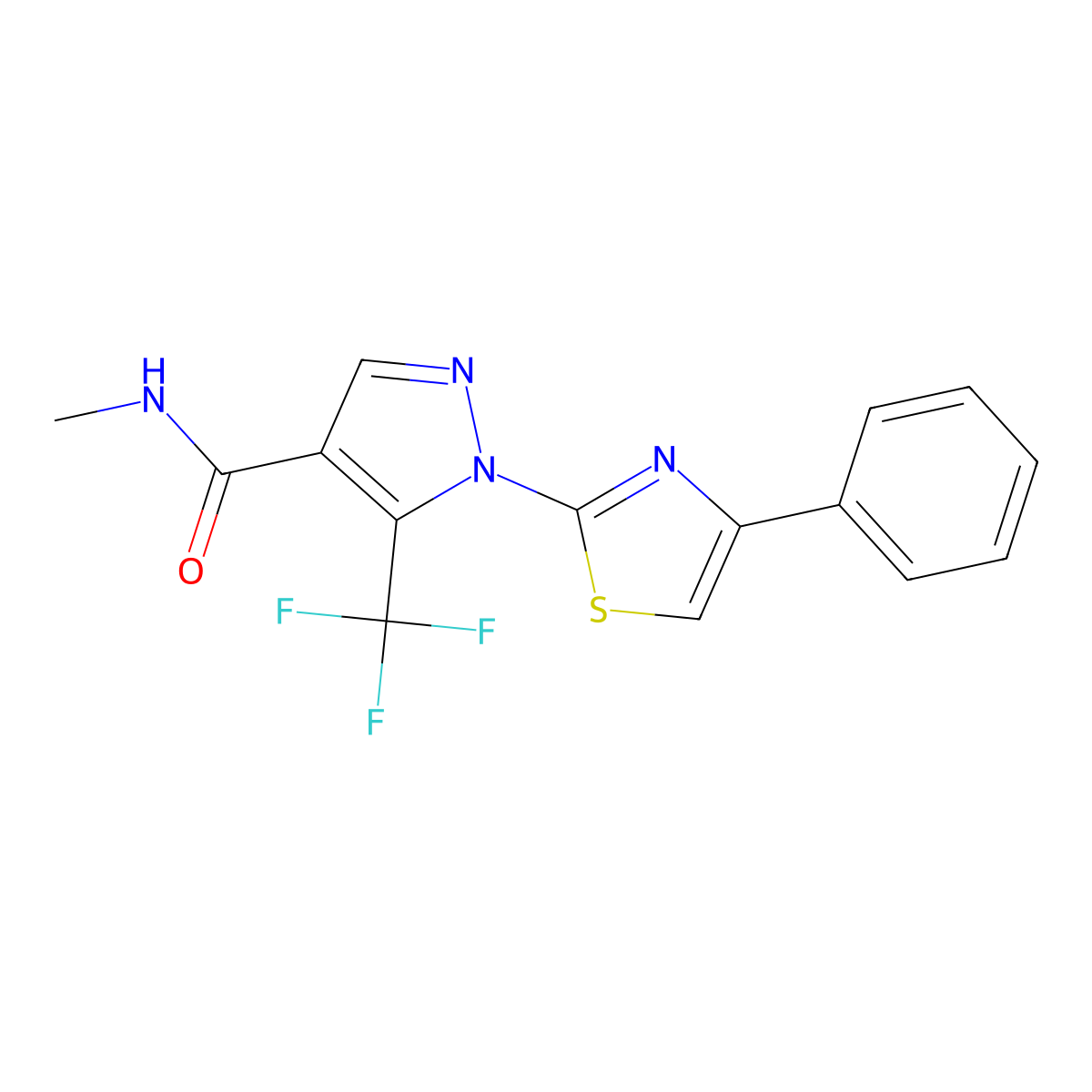 N-methyl-1-(4-phenyl-1,3-thiazol-2-yl)-5-(trifluoromethyl)-1H-pyrazole-4-carboxamide molecular structure, CAS 321998-58-7