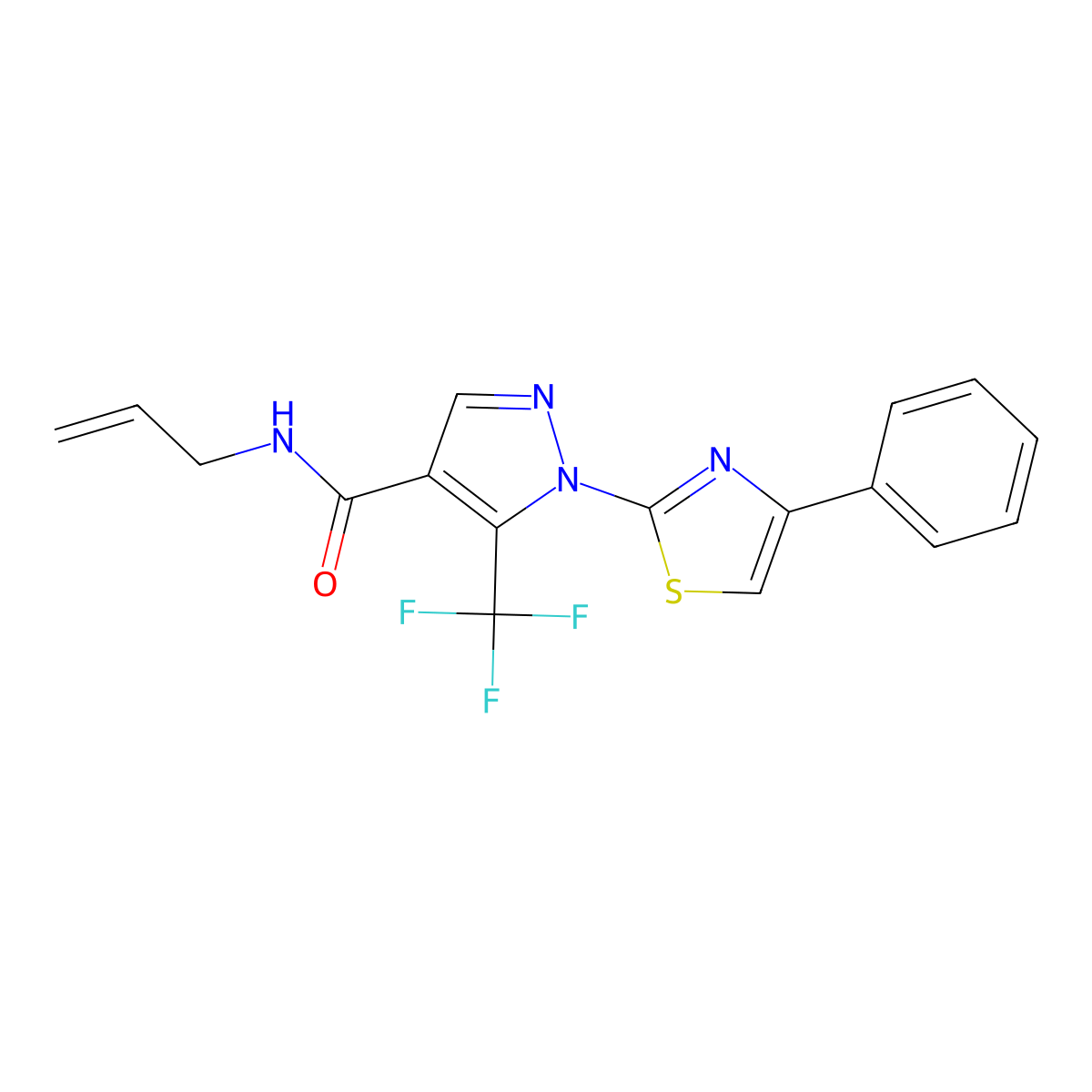 N-allyl-1-(4-phenyl-1,3-thiazol-2-yl)-5-(trifluoromethyl)-1H-pyrazole-4-carboxamide molecular structure, CAS 321998-59-8