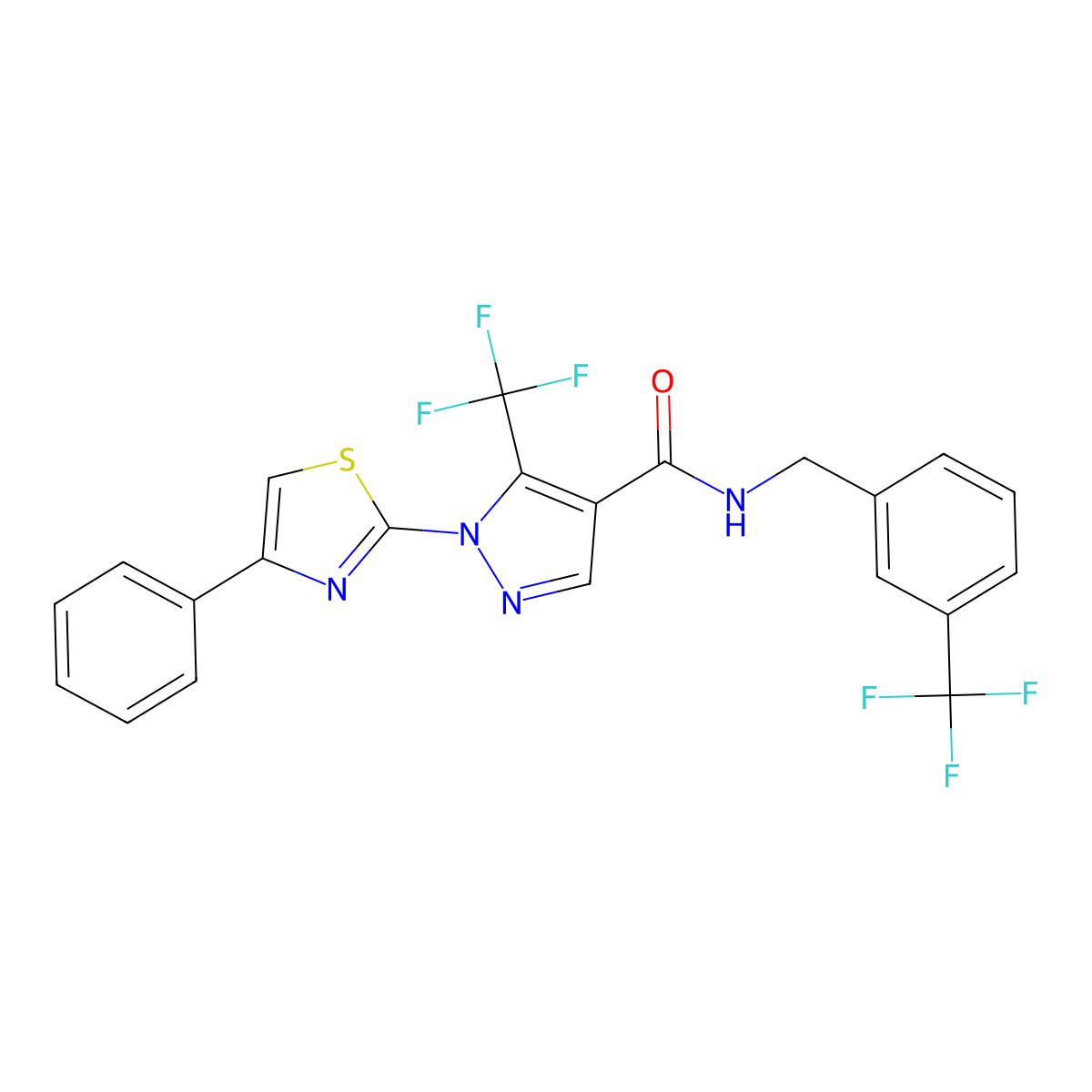 1-(4-phenyl-1,3-thiazol-2-yl)-5-(trifluoromethyl)-N-[3-(trifluoromethyl)benzyl]-1H-pyrazole-4-carboxamide molecular structure, CAS 321998-60-1