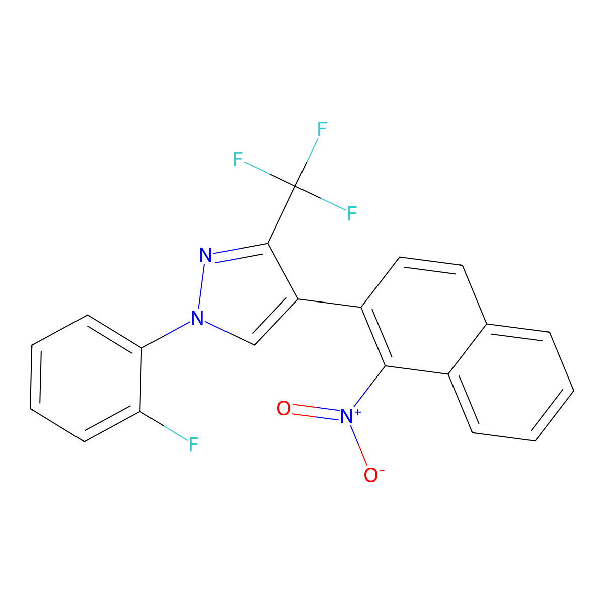 1-(2-fluorophenyl)-4-(1-nitronaphthalen-2-yl)-3-(trifluoromethyl)-1H-pyrazole molecular structure, CAS 321998-69-0