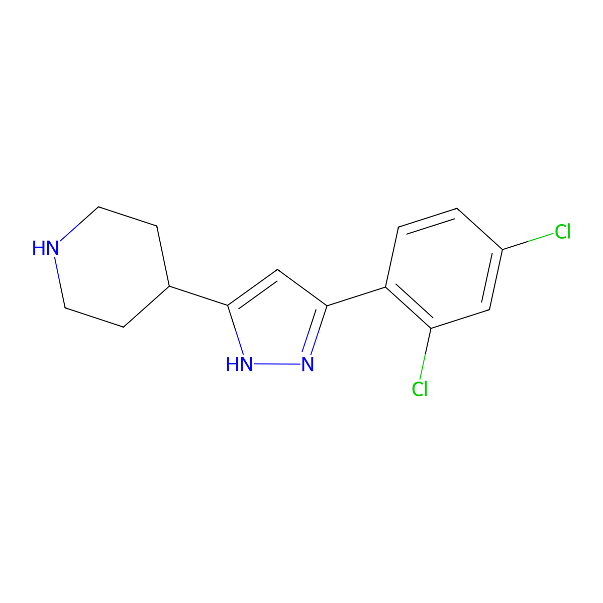 4-[3-(2,4-dichlorophenyl)-1H-pyrazol-5-yl]piperidine molecular structure, CAS 321998-70-3