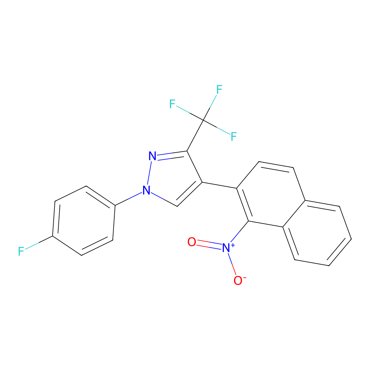 1-(4-fluorophenyl)-4-(1-nitronaphthalen-2-yl)-3-(trifluoromethyl)-1H-pyrazole molecular structure, CAS 321998-71-4