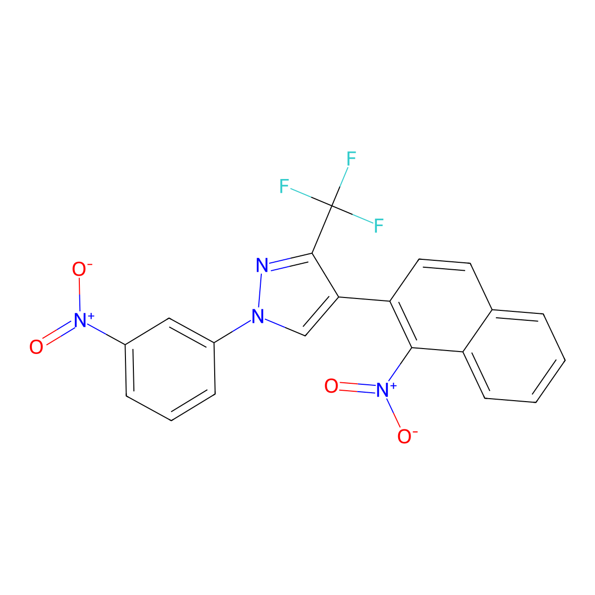 4-(1-Nitronaphthalen-2-yl)-1-(3-nitrophenyl)-3-(trifluoromethyl)pyrazole molecular structure, CAS 321998-74-7