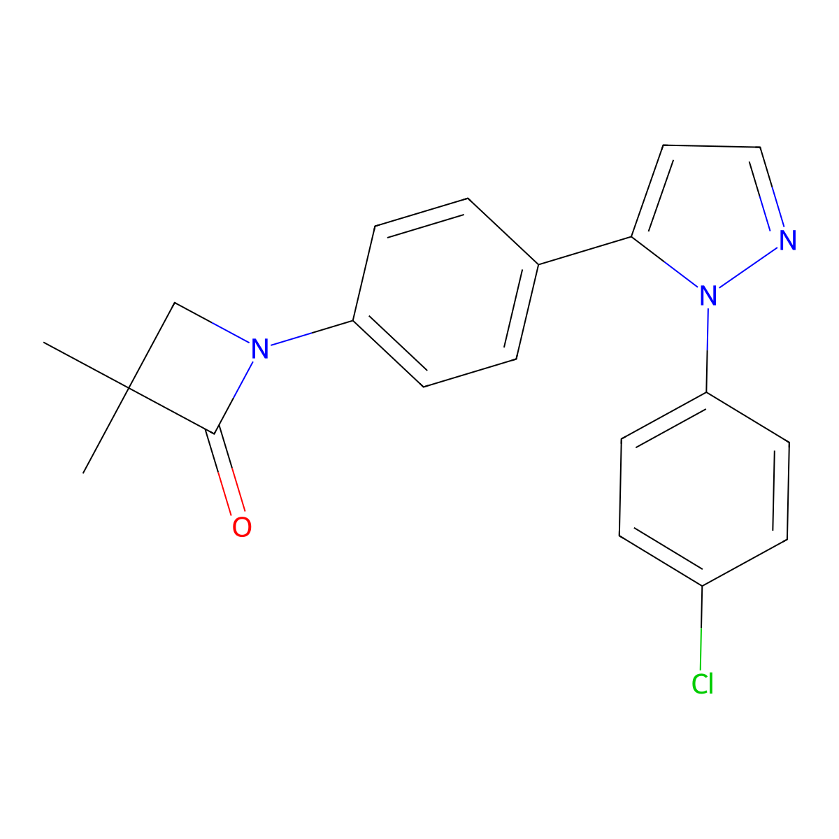1-{4-[1-(4-chlorophenyl)-1H-pyrazol-5-yl]phenyl}-3,3-dimethyl-2-azetanone molecular structure, CAS 321998-75-8