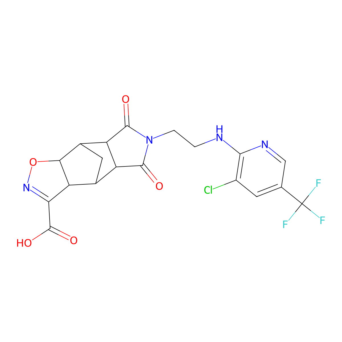 10-(2-{[3-Chloro-5-(trifluoromethyl)-2-pyridinyl]amino}ethyl)-9,11-dioxo-3-oxa-4,10-diazatetracyclo[5.5.1.0~2,6~.0~8,12~]tridec-4-ene-5-carboxylic acid molecular structure, CAS 321998-80-5