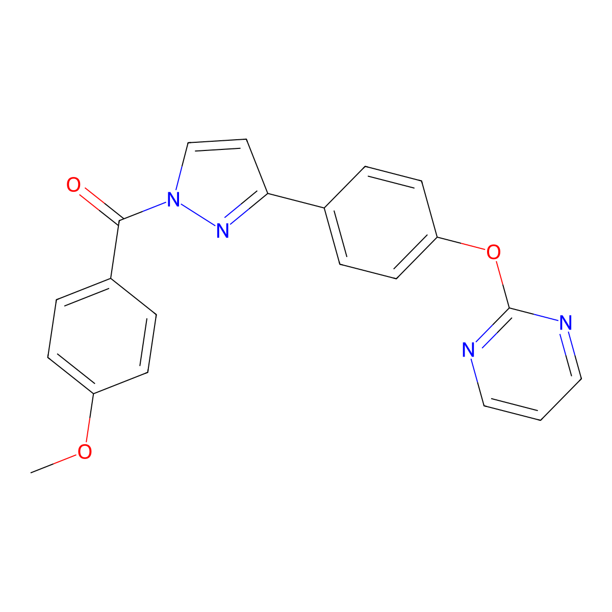 (4-methoxyphenyl){3-[4-(2-pyrimidinyloxy)phenyl]-1H-pyrazol-1-yl}methanone molecular structure, CAS 321998-83-8