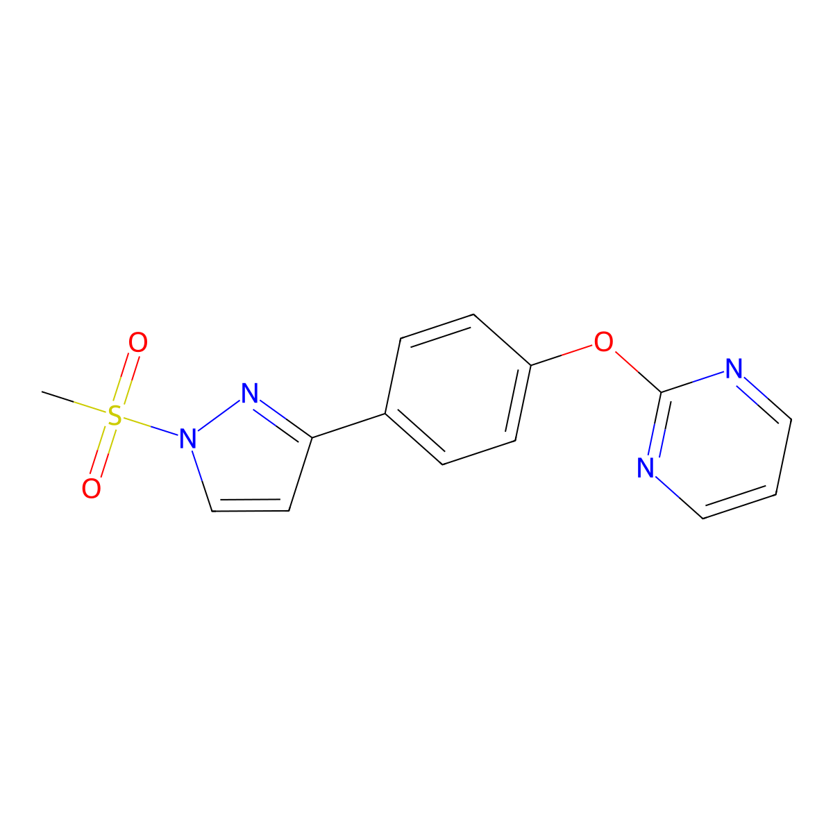 2-{4-[1-(methylsulfonyl)-1H-pyrazol-3-yl]phenoxy}pyrimidine molecular structure, CAS 321998-84-9