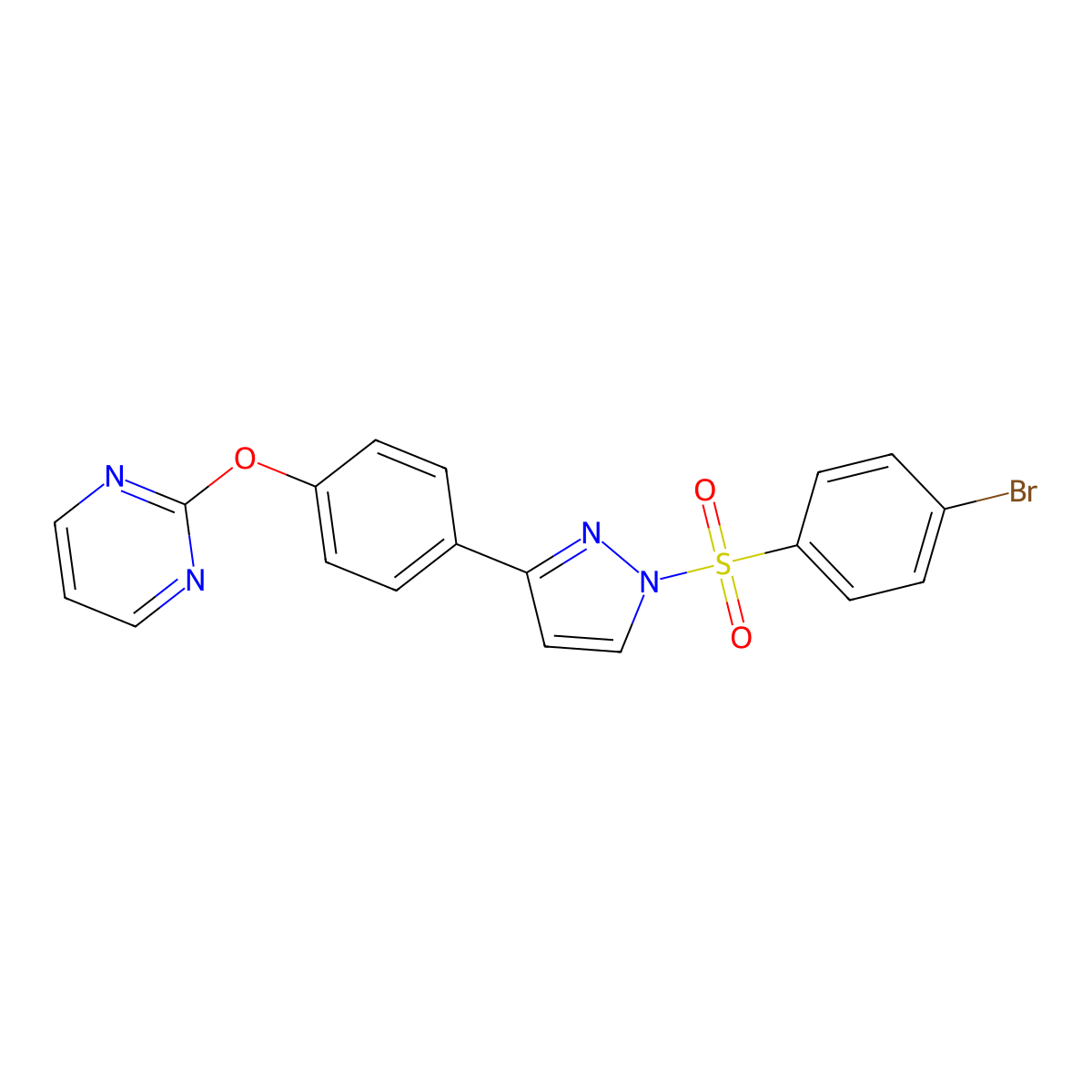 2-(4-{1-[(4-bromophenyl)sulfonyl]-1H-pyrazol-3-yl}phenoxy)pyrimidine molecular structure, CAS 321998-87-2