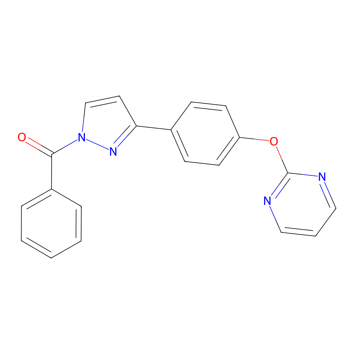 phenyl{3-[4-(2-pyrimidinyloxy)phenyl]-1H-pyrazol-1-yl}methanone molecular structure, CAS 321998-88-3