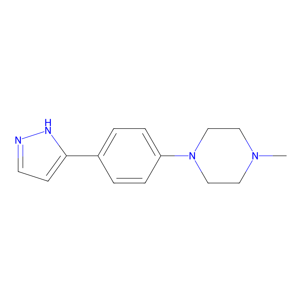 1-methyl-4-[4-(1H-pyrazol-5-yl)phenyl]piperazine molecular structure, CAS 321998-92-9