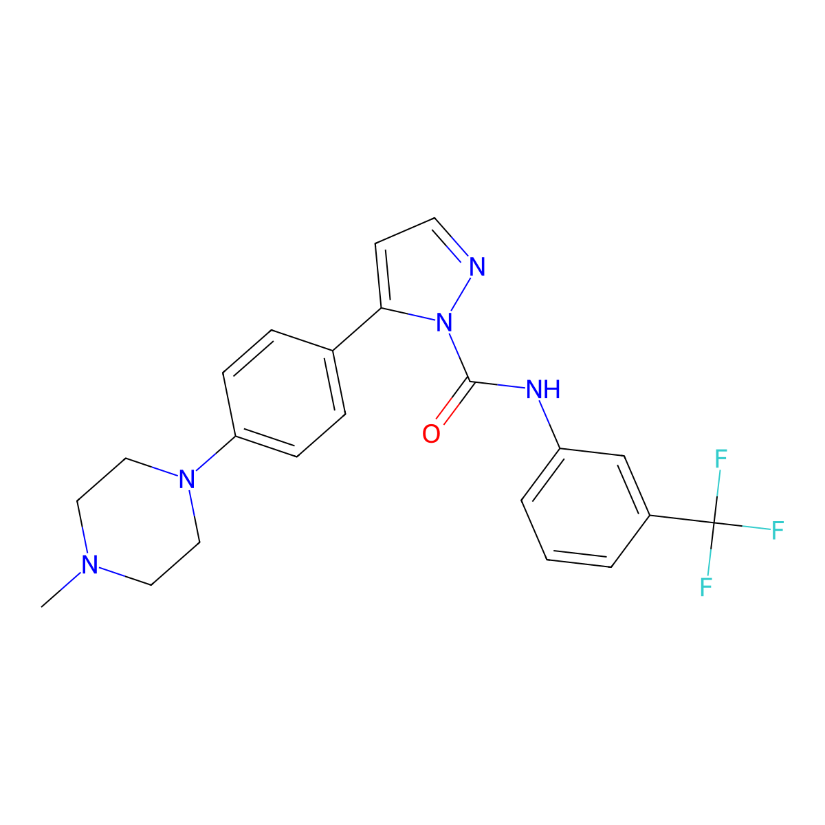 5-[4-(4-Methyl-1-piperazinyl)phenyl]-N-[3-(trifluoromethyl)phenyl]-1H-pyrazole-1-carboxamide molecular structure, CAS 321998-93-0