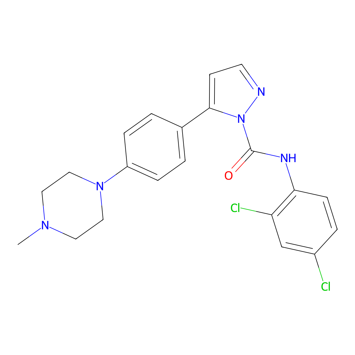 N-(2,4-dichlorophenyl)-5-[4-(4-methylpiperazin-1-yl)phenyl]pyrazole-1-carboxamide molecular structure, CAS 321998-94-1