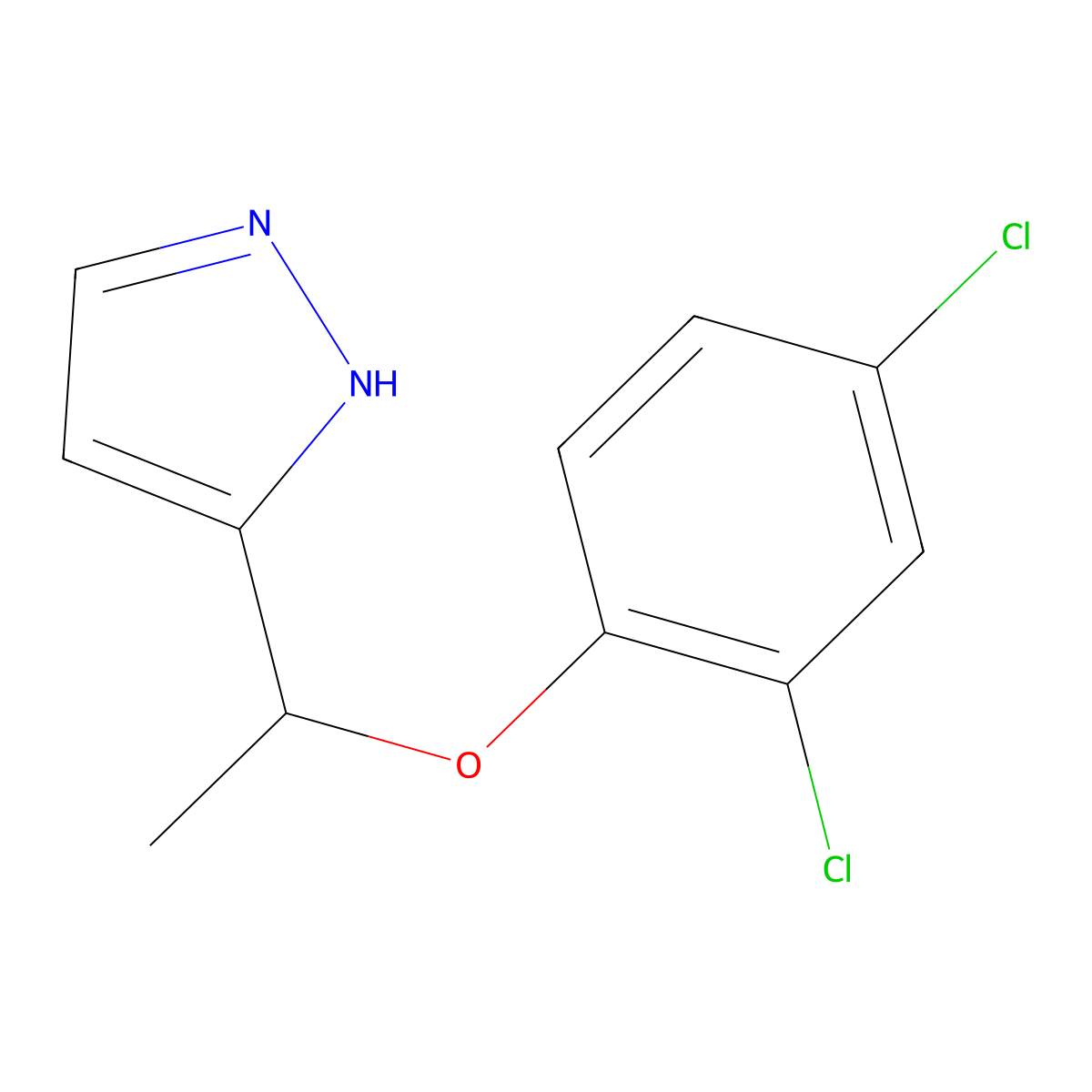 5-[1-(2,4-dichlorophenoxy)ethyl]-1H-pyrazole molecular structure, CAS 321998-97-4