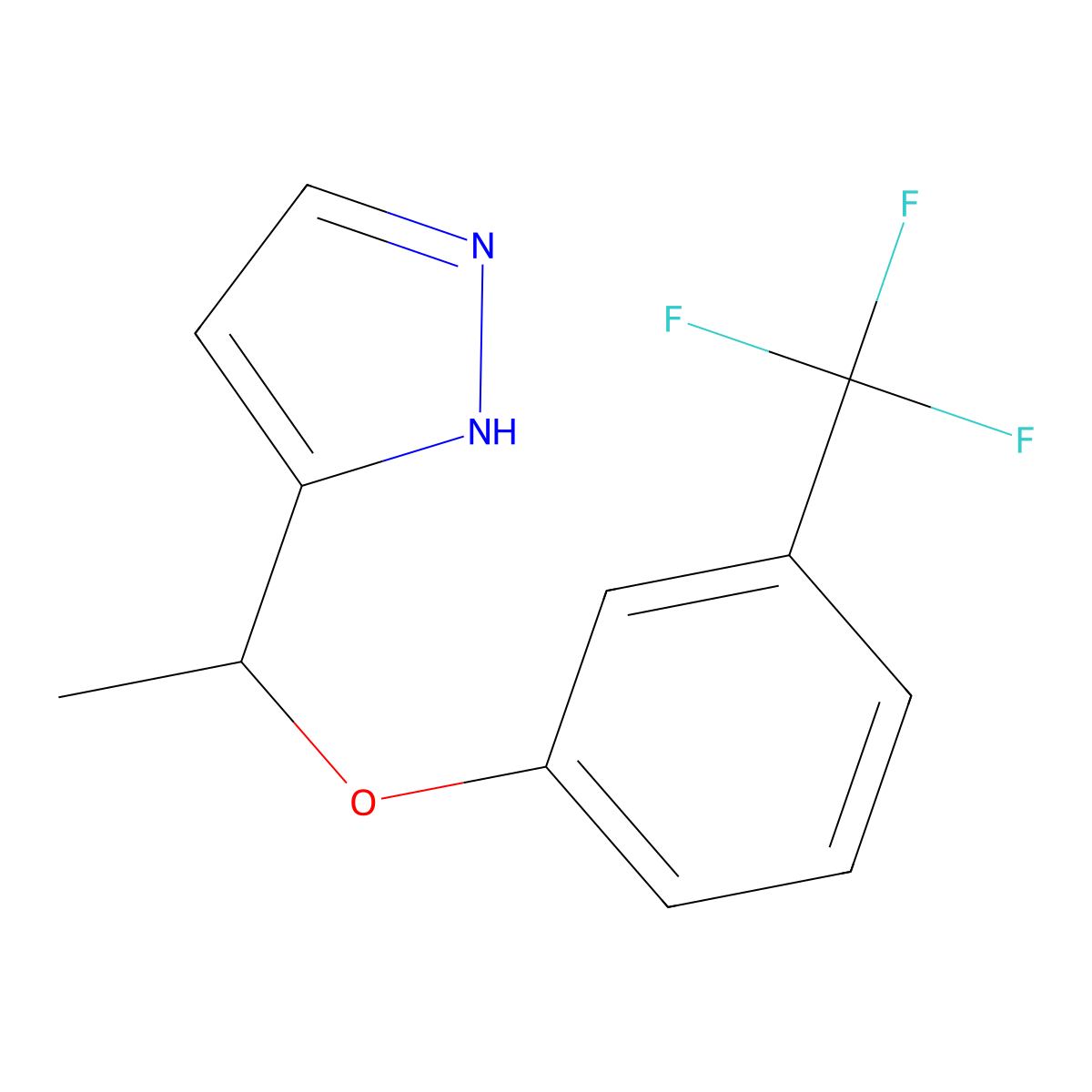 5-{1-[3-(trifluoromethyl)phenoxy]ethyl}-1H-pyrazole molecular structure, CAS 321998-98-5