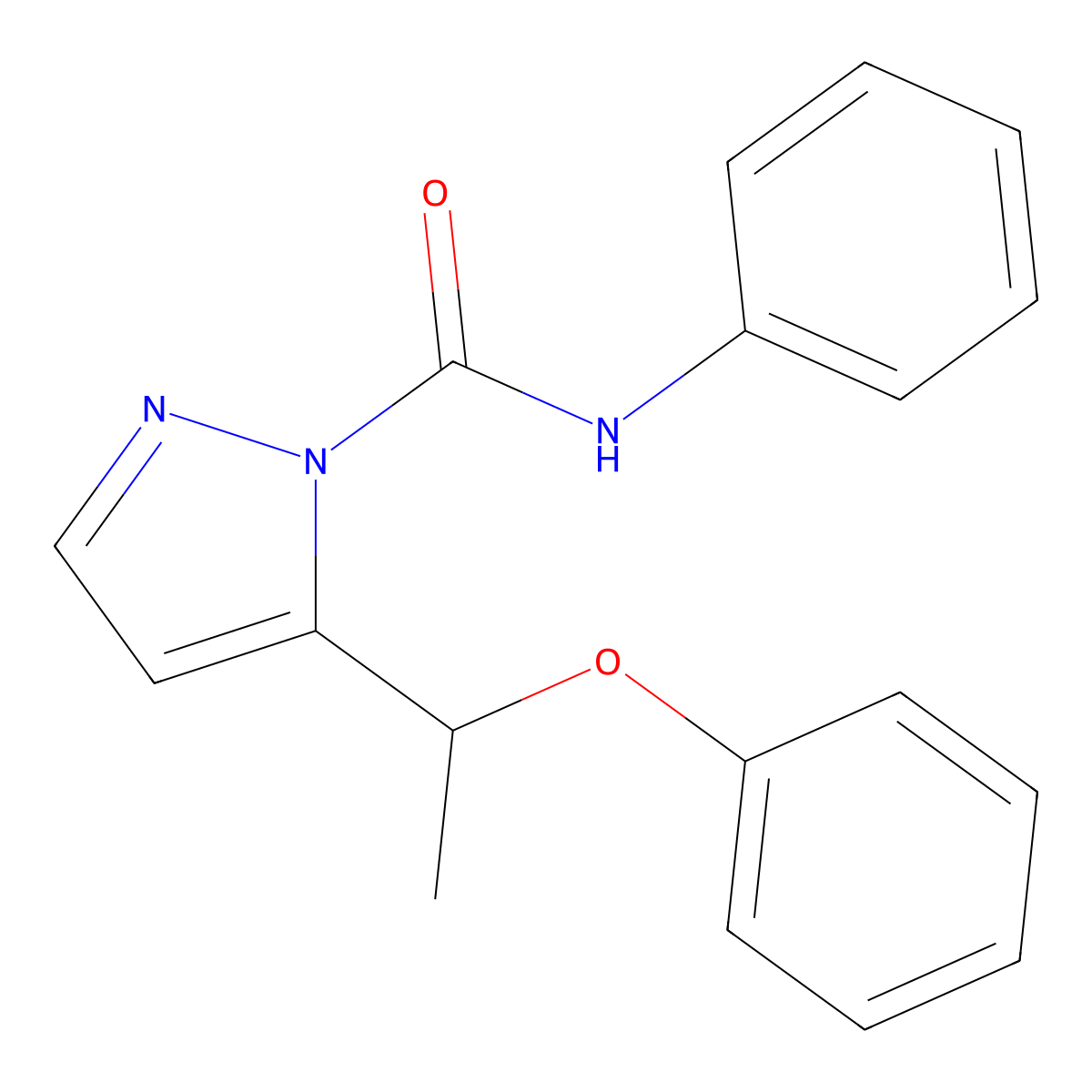 5-(1-phenoxyethyl)-N-phenyl-1H-pyrazole-1-carboxamide molecular structure, CAS 321998-99-6