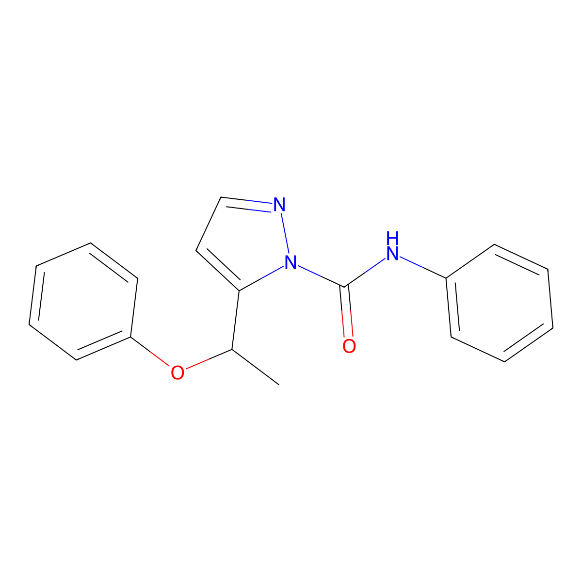 5-(1-phenoxyethyl)-N-phenyl-1H-pyrazole-1-carboxamide molecular structure, CAS 321998-99-6