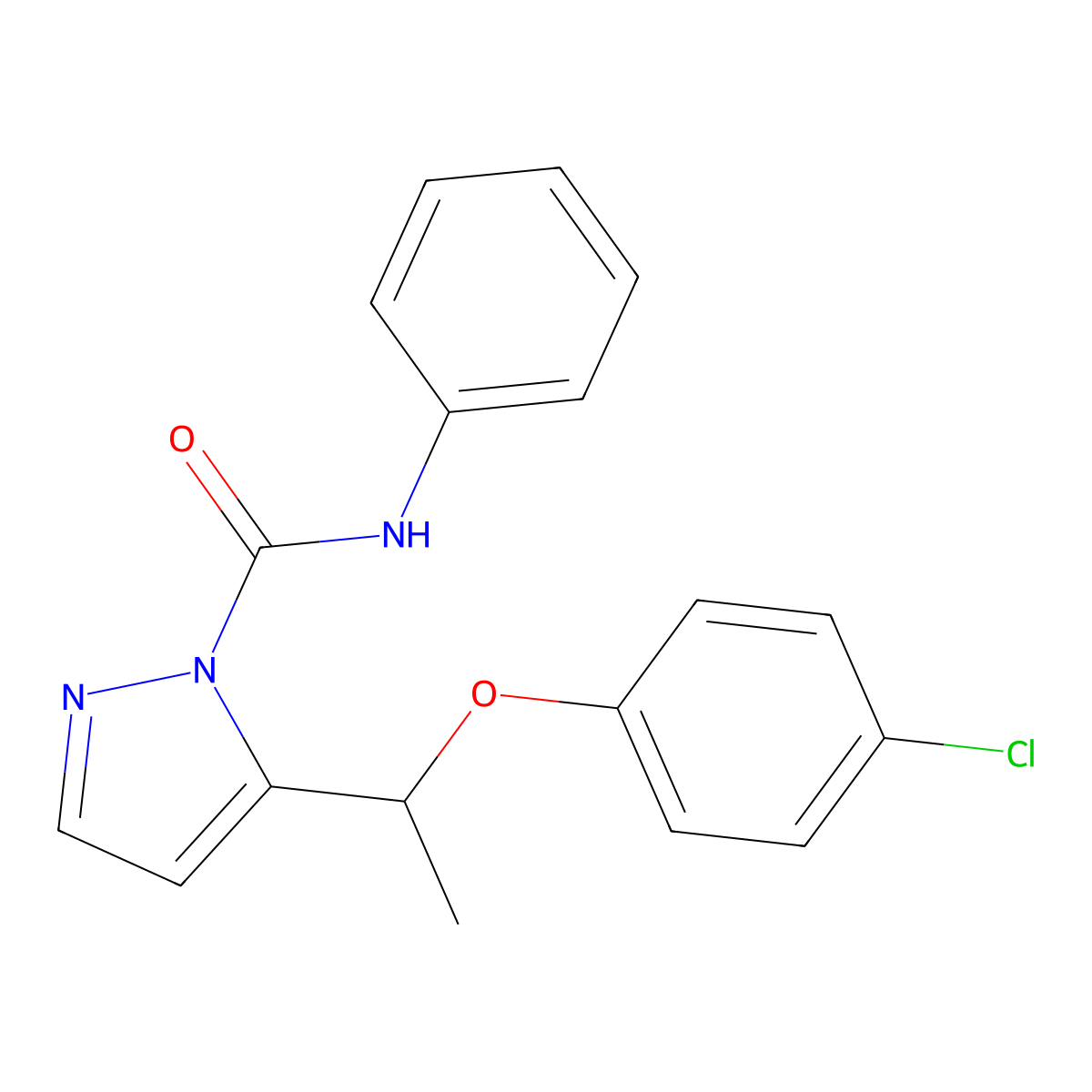 5-[1-(4-chlorophenoxy)ethyl]-N-phenyl-1H-pyrazole-1-carboxamide molecular structure, CAS 321999-01-3