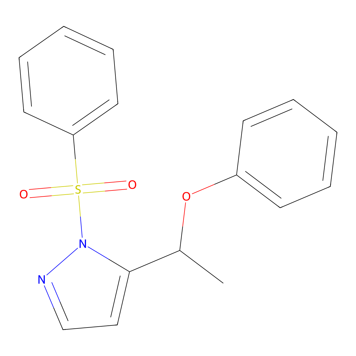 5-(1-phenoxyethyl)-1-(phenylsulfonyl)-1H-pyrazole molecular structure, CAS 321999-02-4