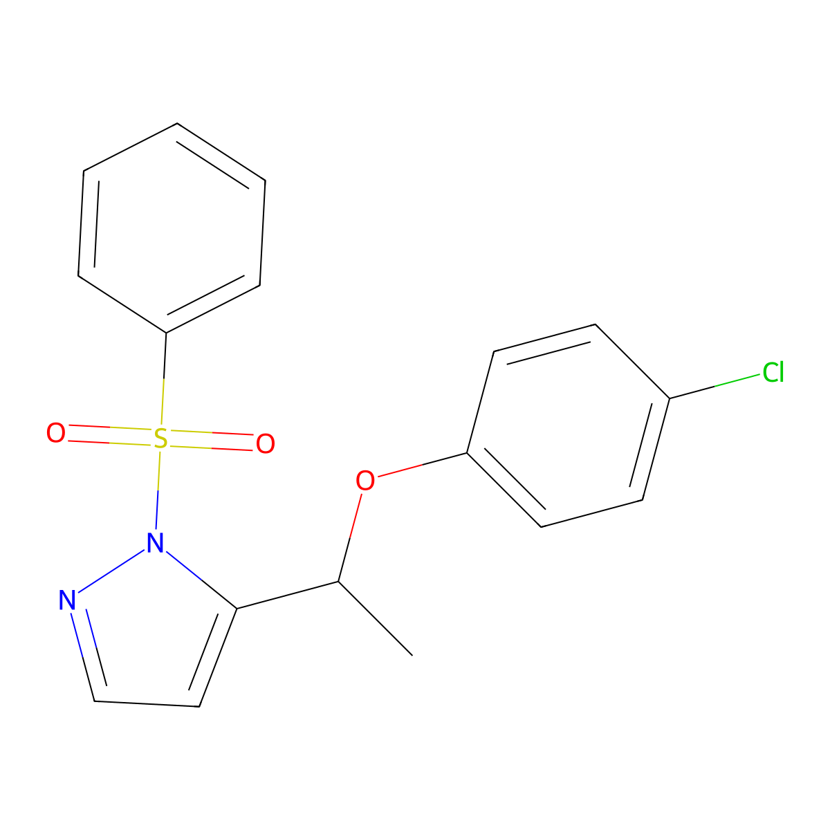 4-chlorophenyl 1-[1-(phenylsulfonyl)-1H-pyrazol-5-yl]ethyl ether molecular structure, CAS 321999-03-5