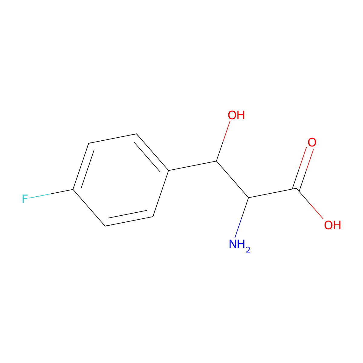 2-Amino-3-(4-fluorophenyl)-3-hydroxypropanoic acid molecular structure, CAS 322-03-2