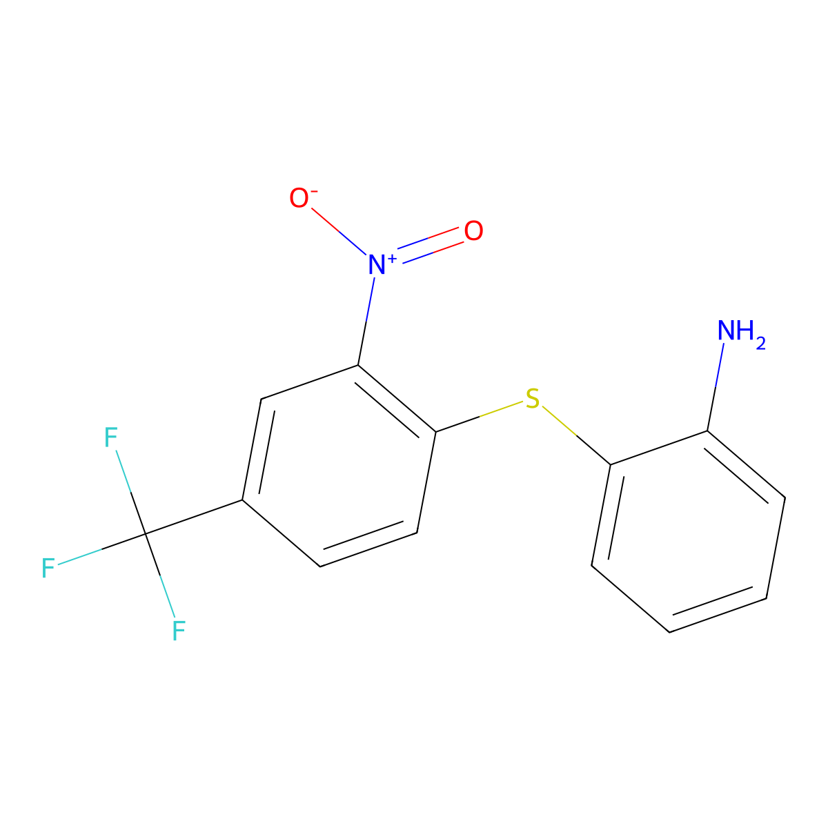 2-[2-Nitro-4-(trifluoromethyl)phenyl]sulfanylaniline molecular structure, CAS 322-71-4
